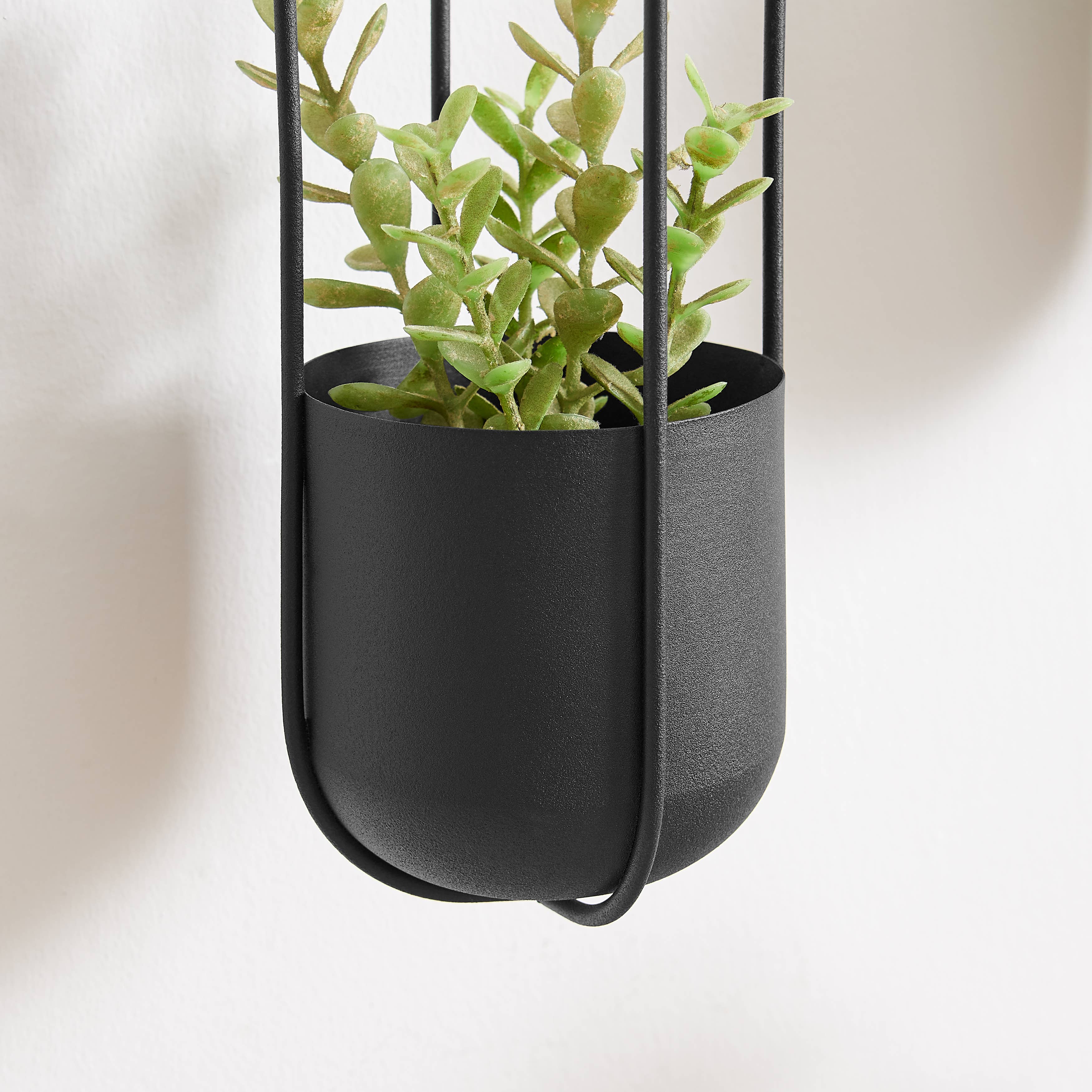 Danya B – wholesale Hanging planter – Walter 2-Piece Modern Black Oval Hanging Wall Planter Set5
