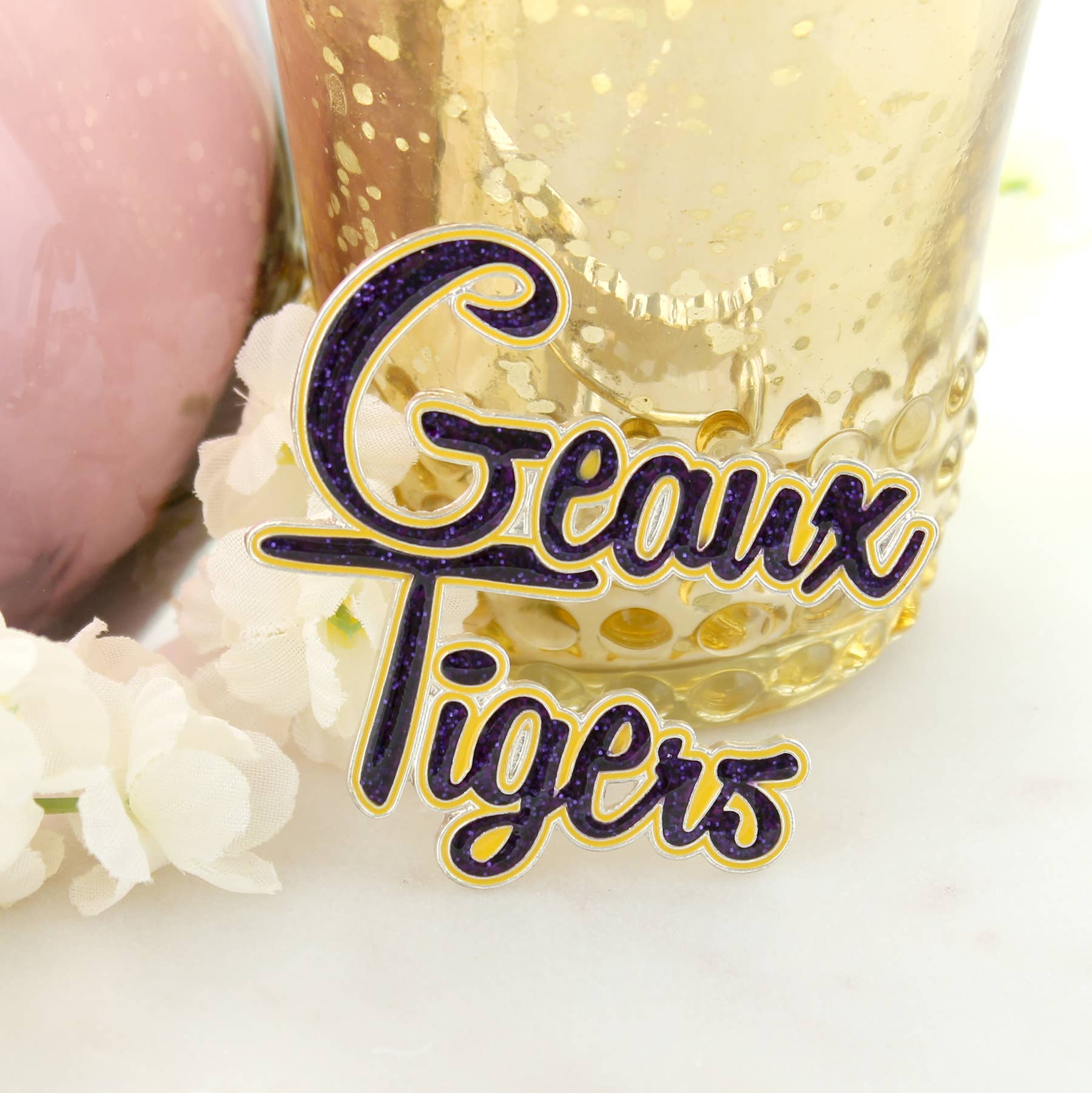 Seasons Jewelry - Wholesale Lapel Pin/Button - LSU Geaux Tigers Slogan Pin1