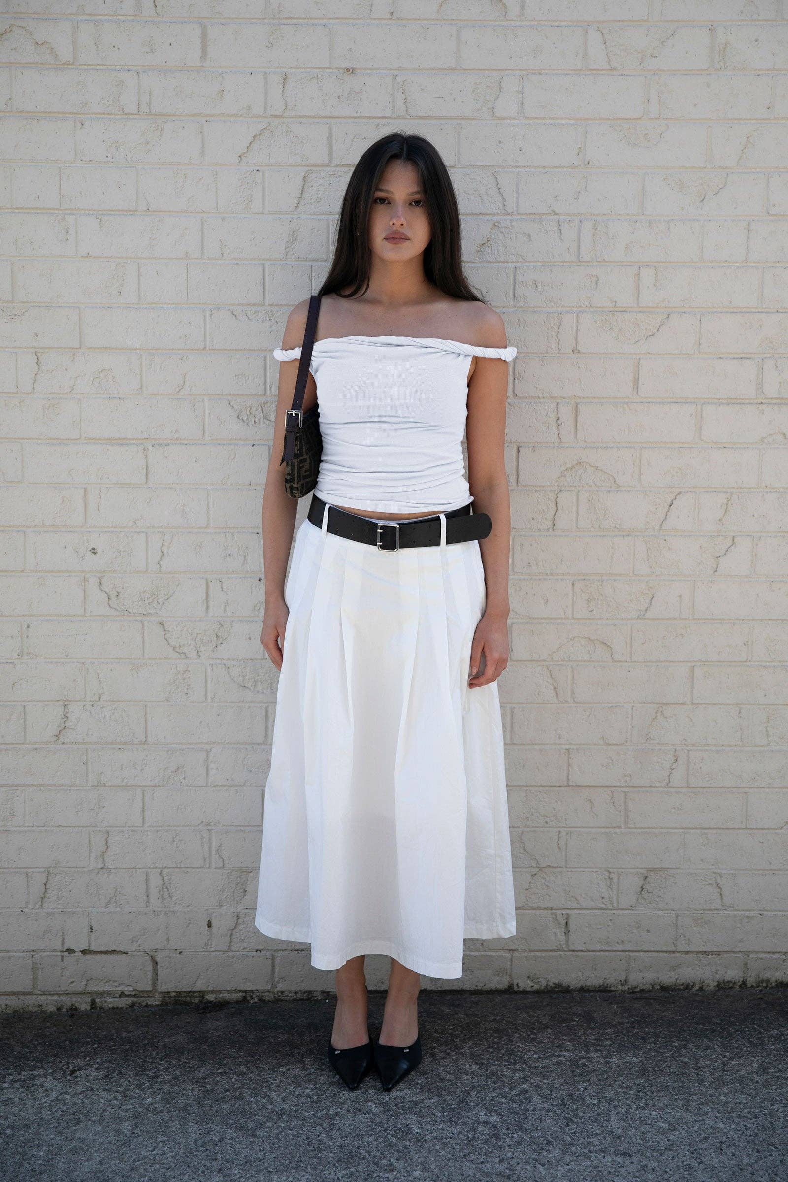 Rebecca Rope Off The Shoulder Top - White for wholesale on Faire0
