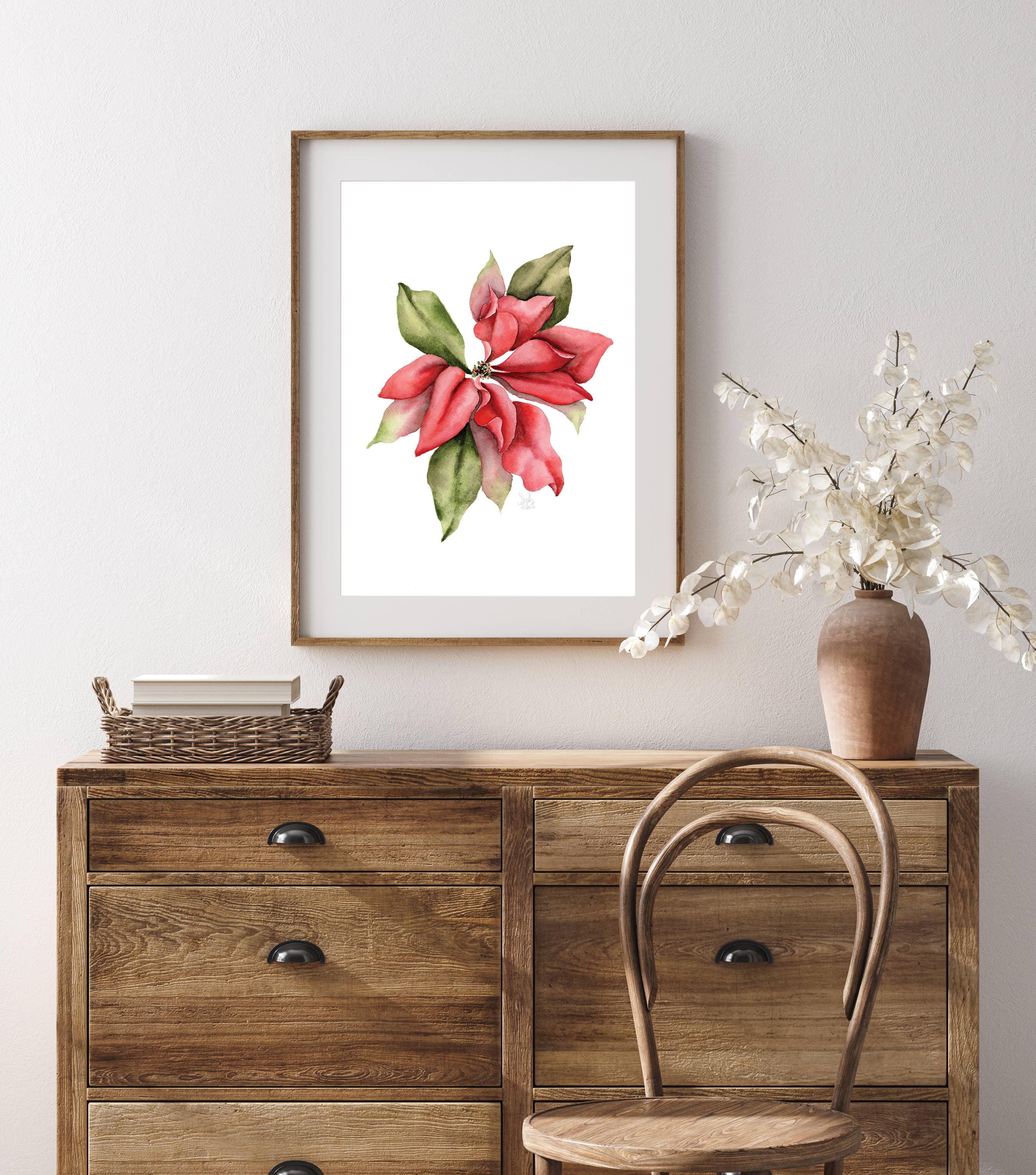 Sarah Jane Studio Art - Wholesale Art Print - Poinsettia Watercolor Print1
