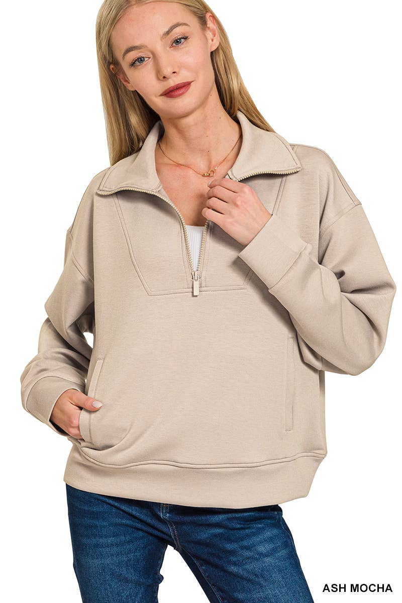 Vanilla Monkey - Wholesale Sweatshirt - Women's - Scuba Half Zip Pullover0