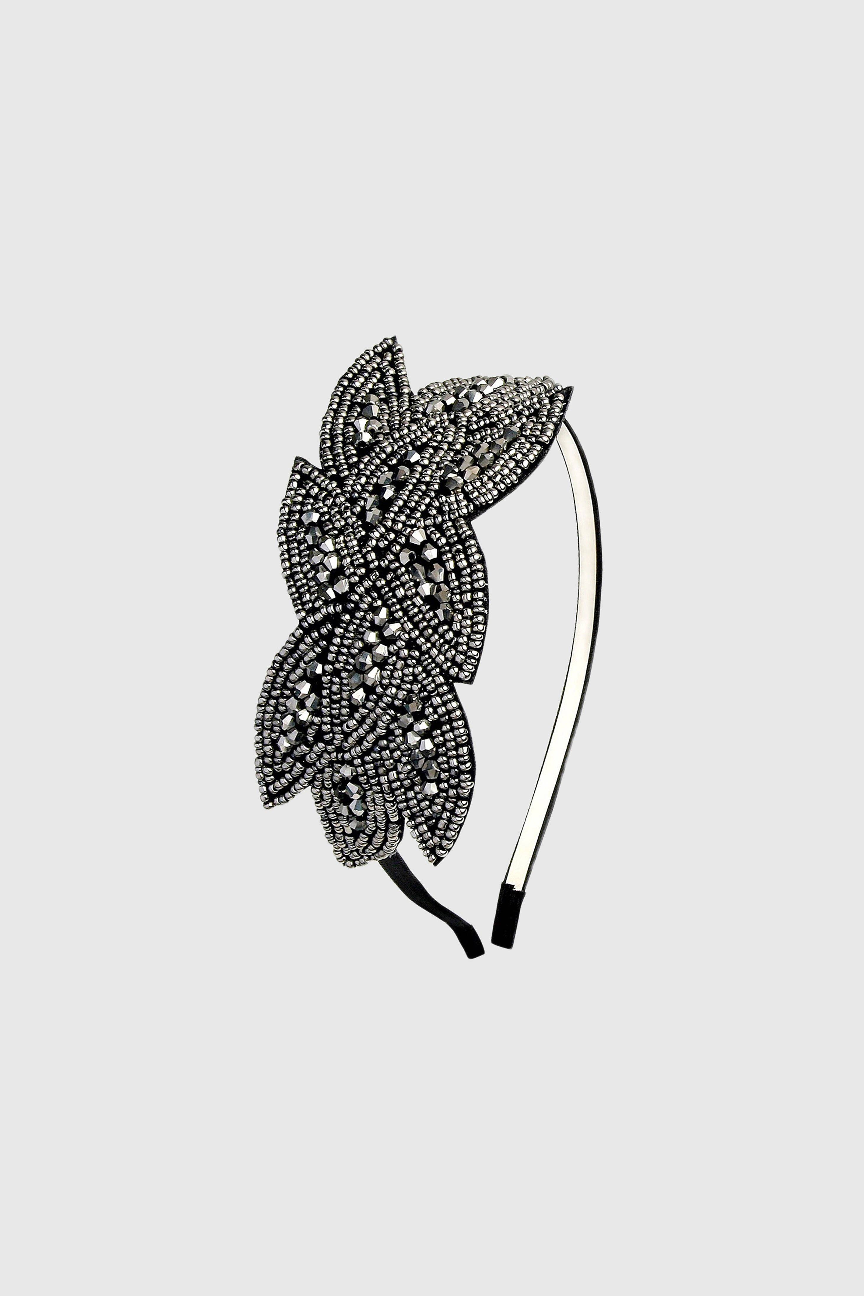 BABEYOND – wholesale Fashion headband – women's – Embroidered Crystal Leaf Headband3