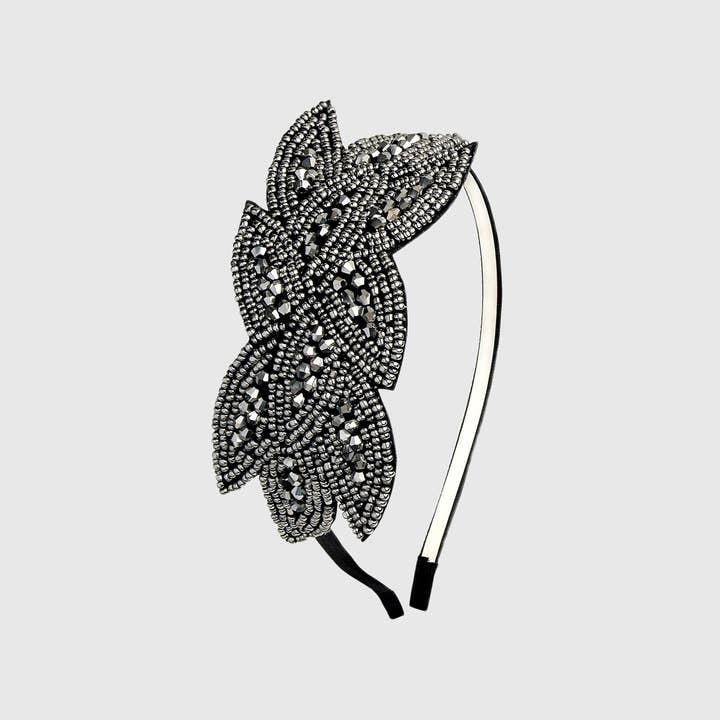 BABEYOND – wholesale Fashion headband – women's – Embroidered Crystal Leaf Headband3