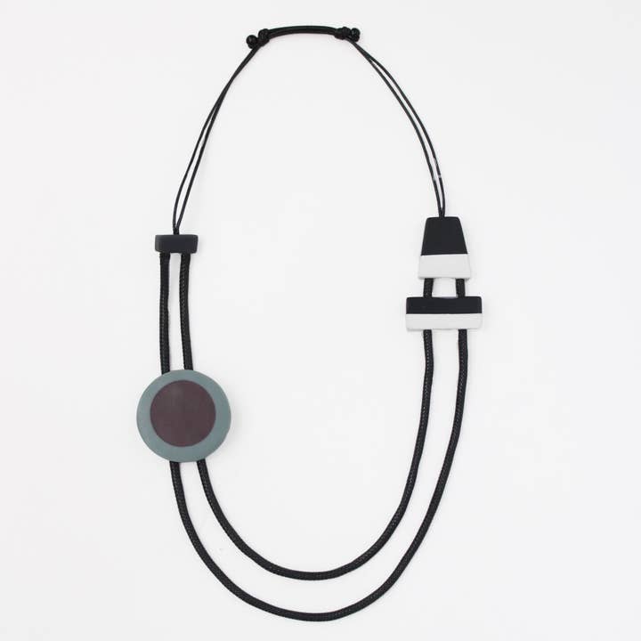 Black and White Shiloh Cord Necklace for wholesale by Sylca Designs