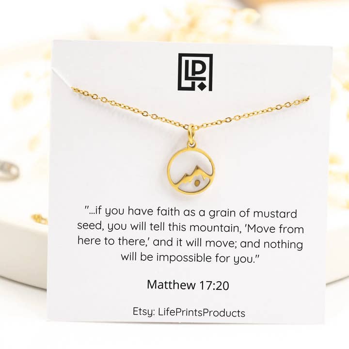 Life Prints Products - Wholesale Pendant/Charm Necklace - Mountain mustard seed necklace for women, waterproof