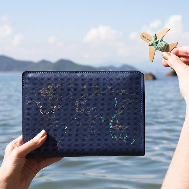 Chasing Threads - Wholesale Journal/Diary - Stitch Your Travels Map Notebook Kit - Navy Leather13
