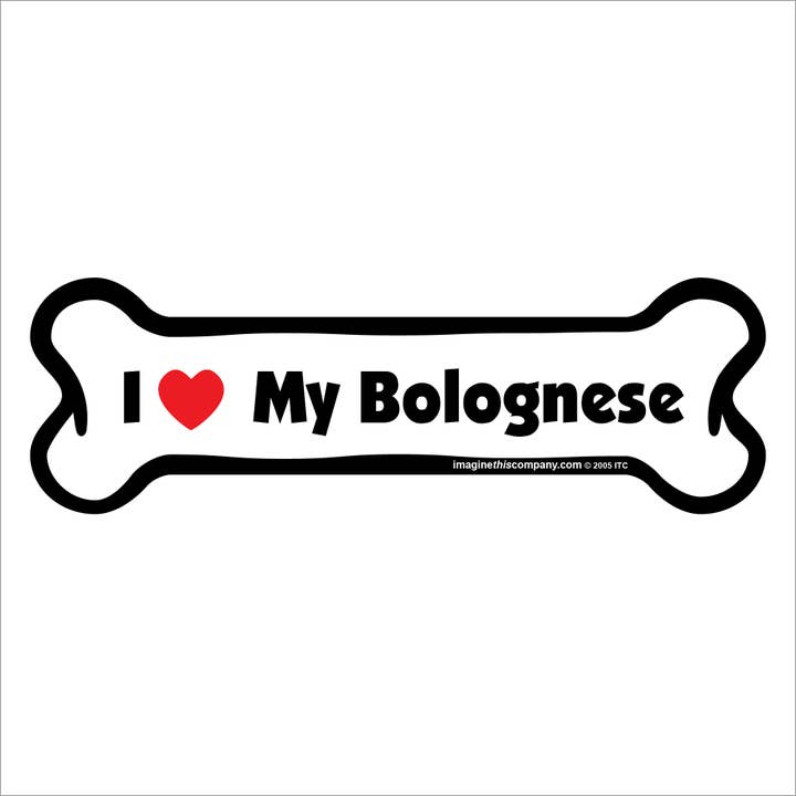 J'aime mon bolognais - Aimant d'os pour voiture pour la vente par Imagine This Company
