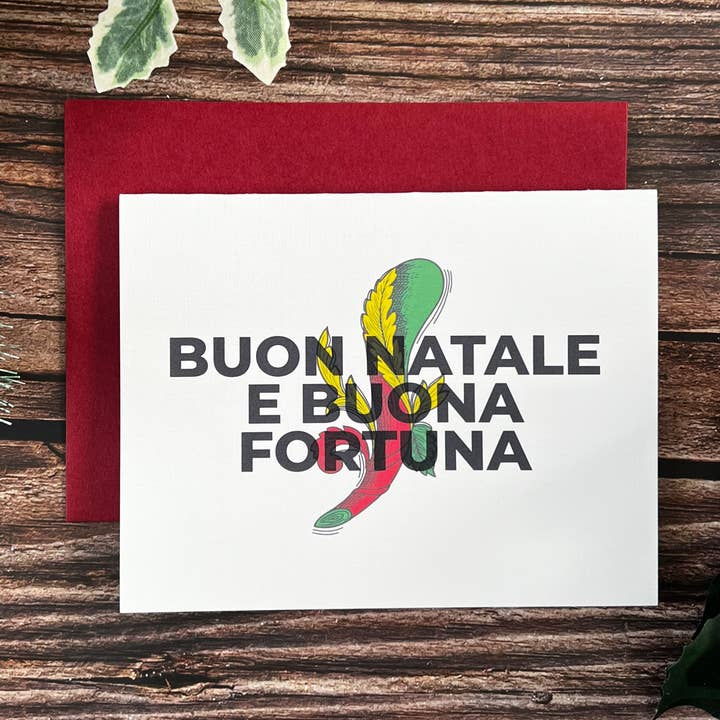 "Buon Natale e Buona Fortuna" Italian Card for wholesale by Ink Addition