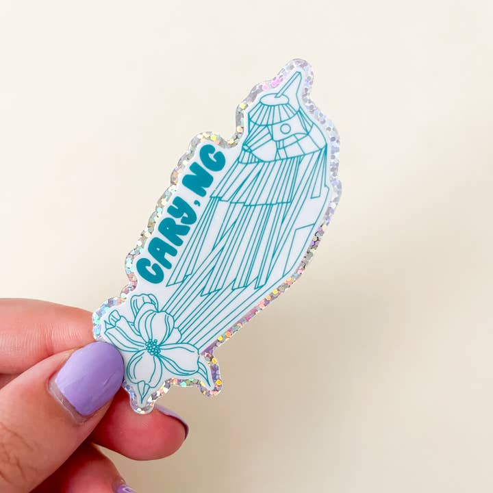 Cary Cardinal Glitter Sticker | Cary NC Sticker for wholesale by Sundae Sisters Co