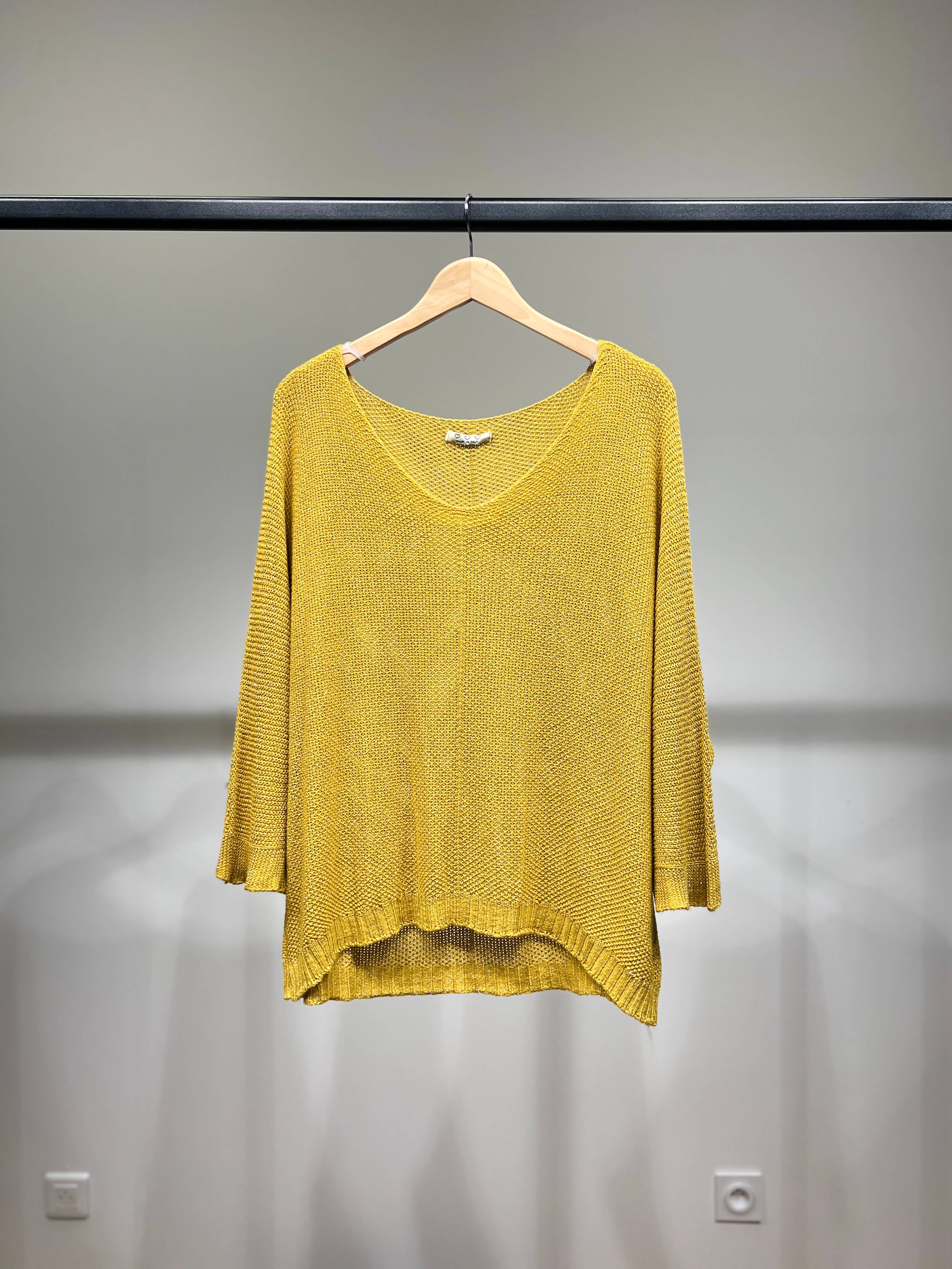 L'Emotion - Wholesale Knit Sweater - Women's - Modal Shiny Thread V-Neck Knitted Sweater6