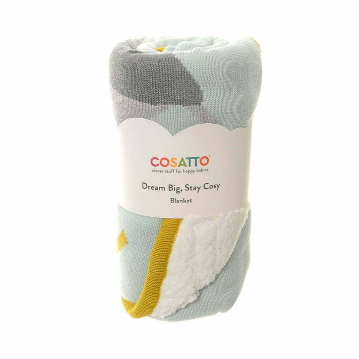 Grey Mustard Yellow Sage White Cosatto Bureau Sherpa Fleece Blanket for wholesale on Faire1