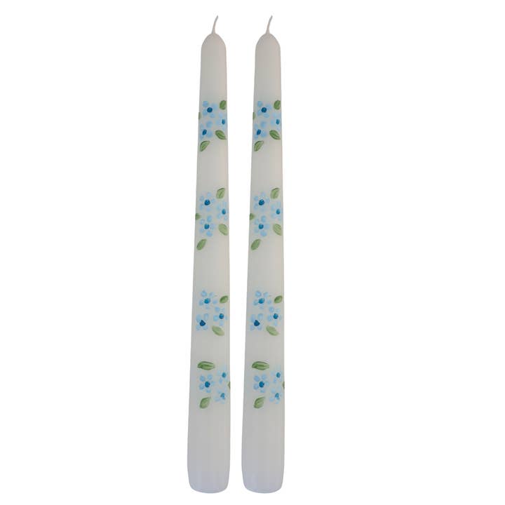 Conjunto de 2 Velas Pintadas à Mão Azul Pálido de Hortênsia por atacado de Pretty Homestyle