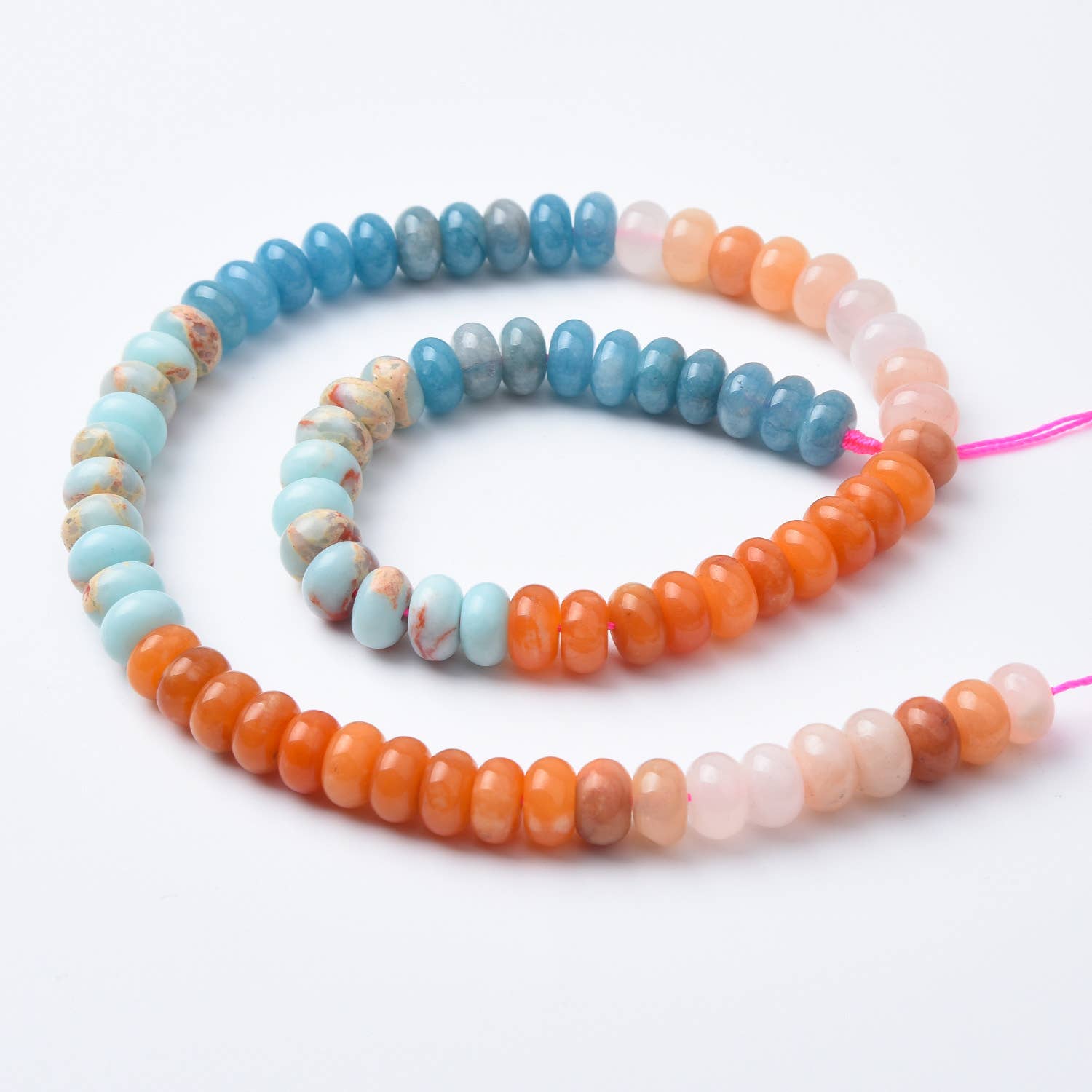 Beads Creation – Großhandel Perlen – Blaue Rosa Achat Jaspis Rondelle Perlen 5x8mm Strang GRN5093