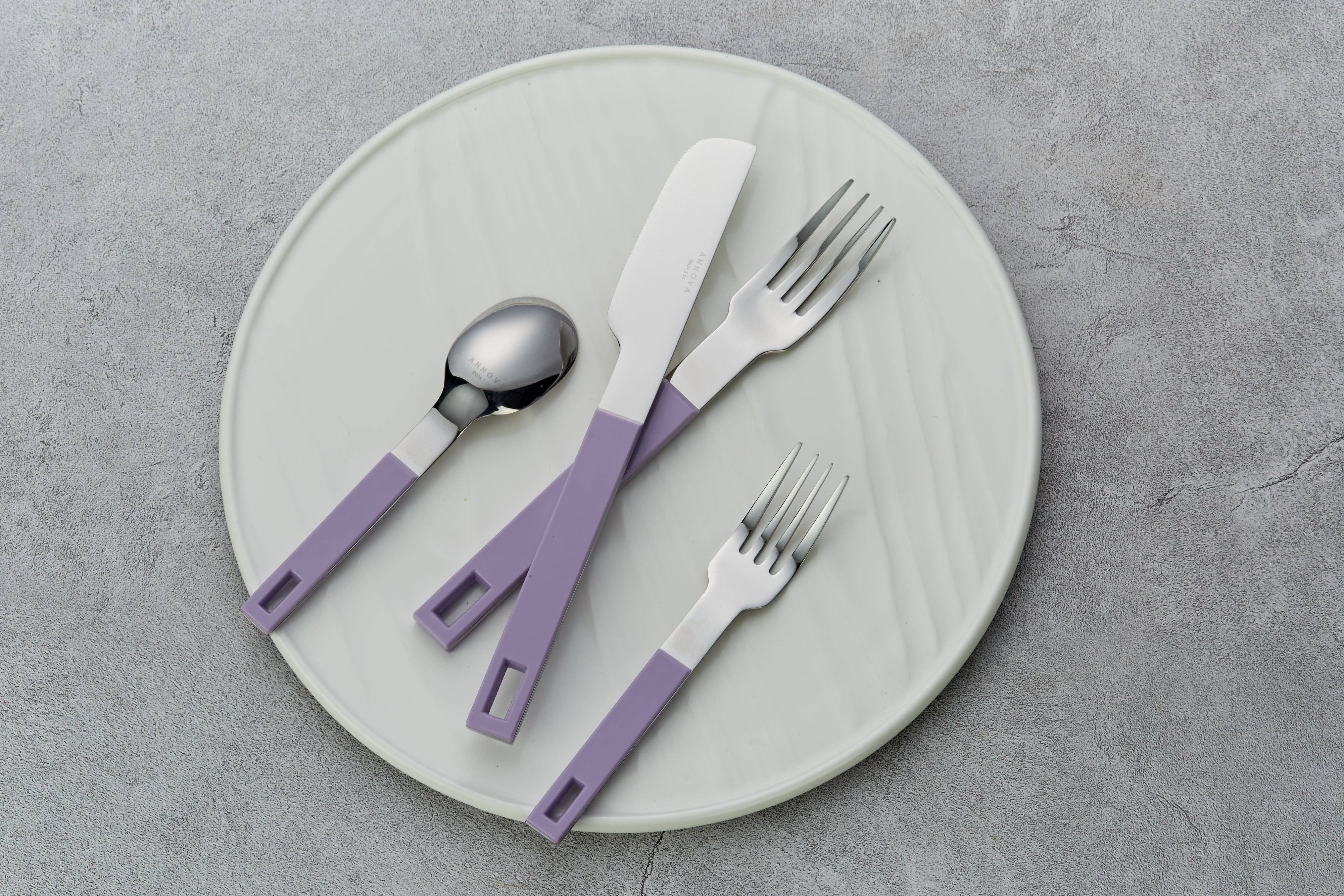 ANNOVA - Wholesale Flatware Set - ANNOVA Block Handle Silverware Set 20 Pieces Color Modern Style Flatware38