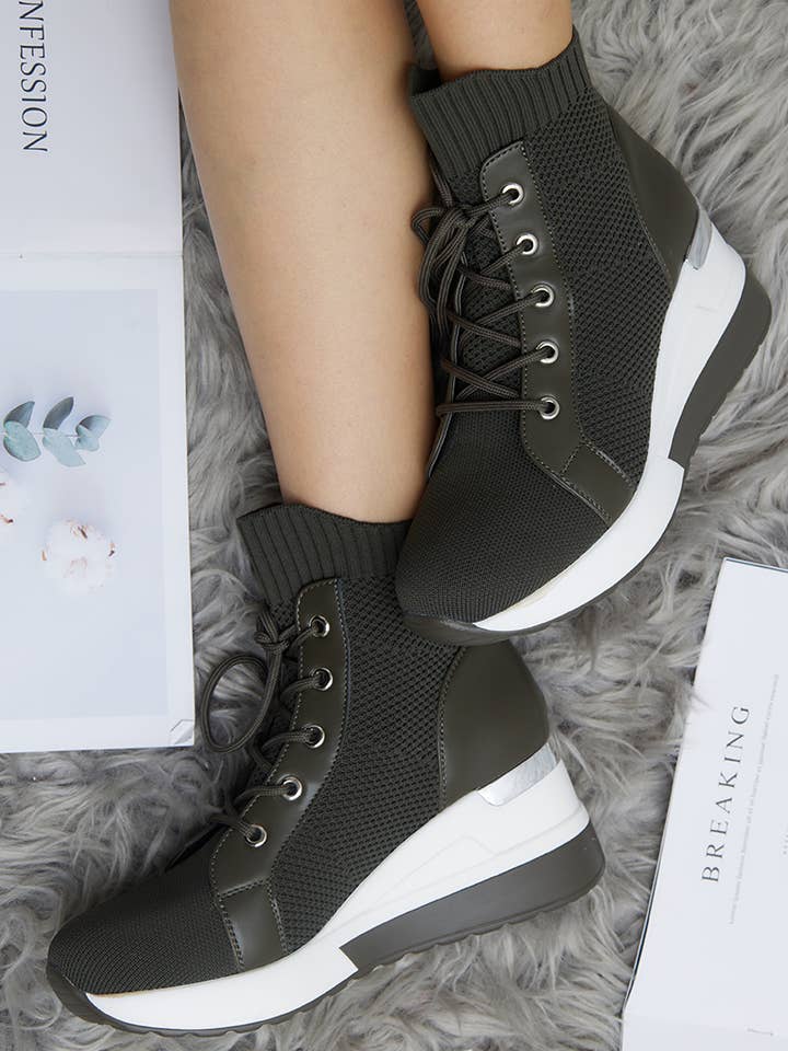 LADY GLORY - Wholesale Athletic Sneakers - Women's - Women's wedge sock sneakers10