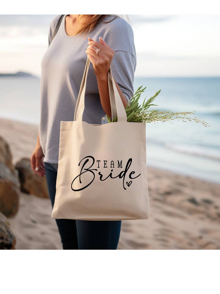 Team Bride Bridal Canvas Tote Bag for wholesale by Nova J