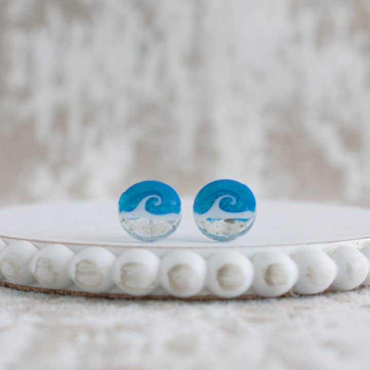 Sandy Beaches Shop - Wholesale Stud/Post Earrings - Custom Sand Wave Stud Earrings | Beach Sand8