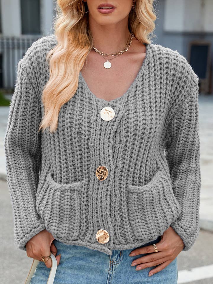 Rosa Clothing - Wholesale Cardigan - Women's - Chunky Sweater Loose Slouchy Knitted Cardigan