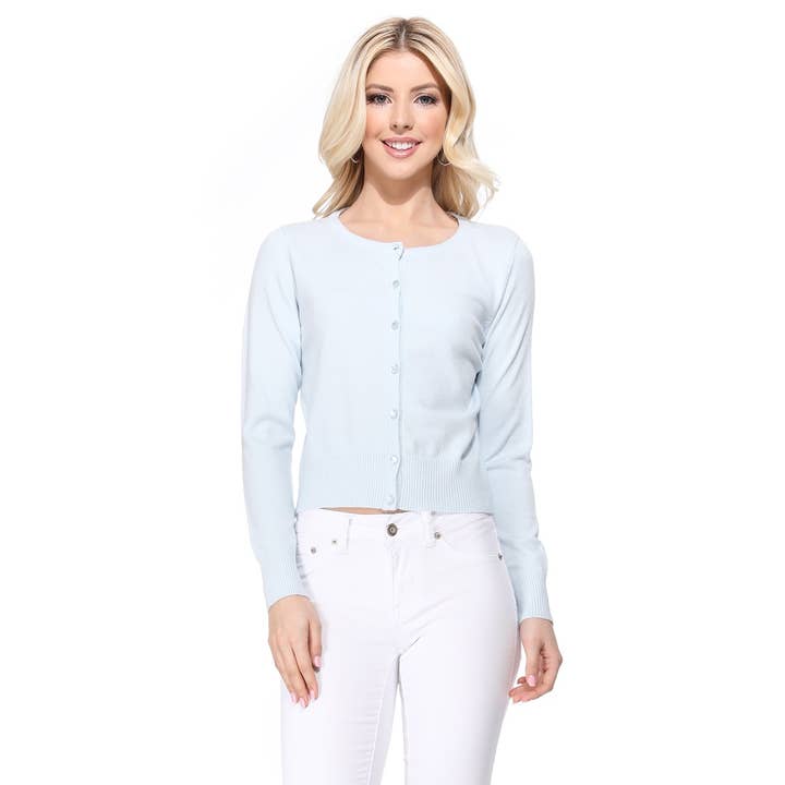 Mak – Großhandel Strickjacke – Damen – Mak Kurz geschnittener Langarm-Pullover mit Rundhalsausschnitt MK550218