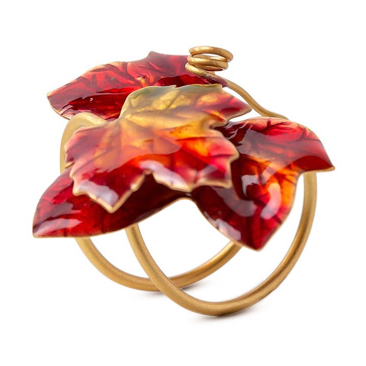 Anillo ajustable Hiedra y Ramas baño oro 24ct para venta al por mayor de Ginger & VelVet