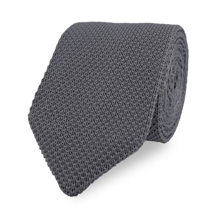 Men's Diamond End Knitted Tie - Dark Grey for wholesale by THE GENTS LAB