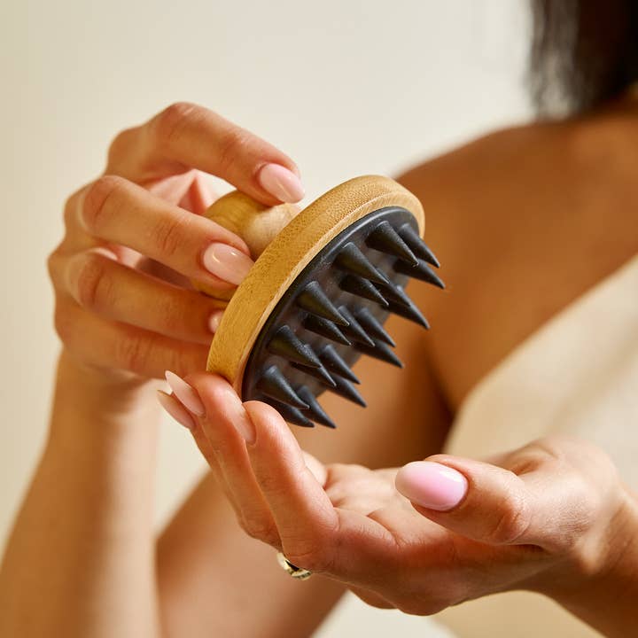 Bamboo and Silicone Scalp and Body Massager| Gift Bestseller for wholesale by Bamboo Switch