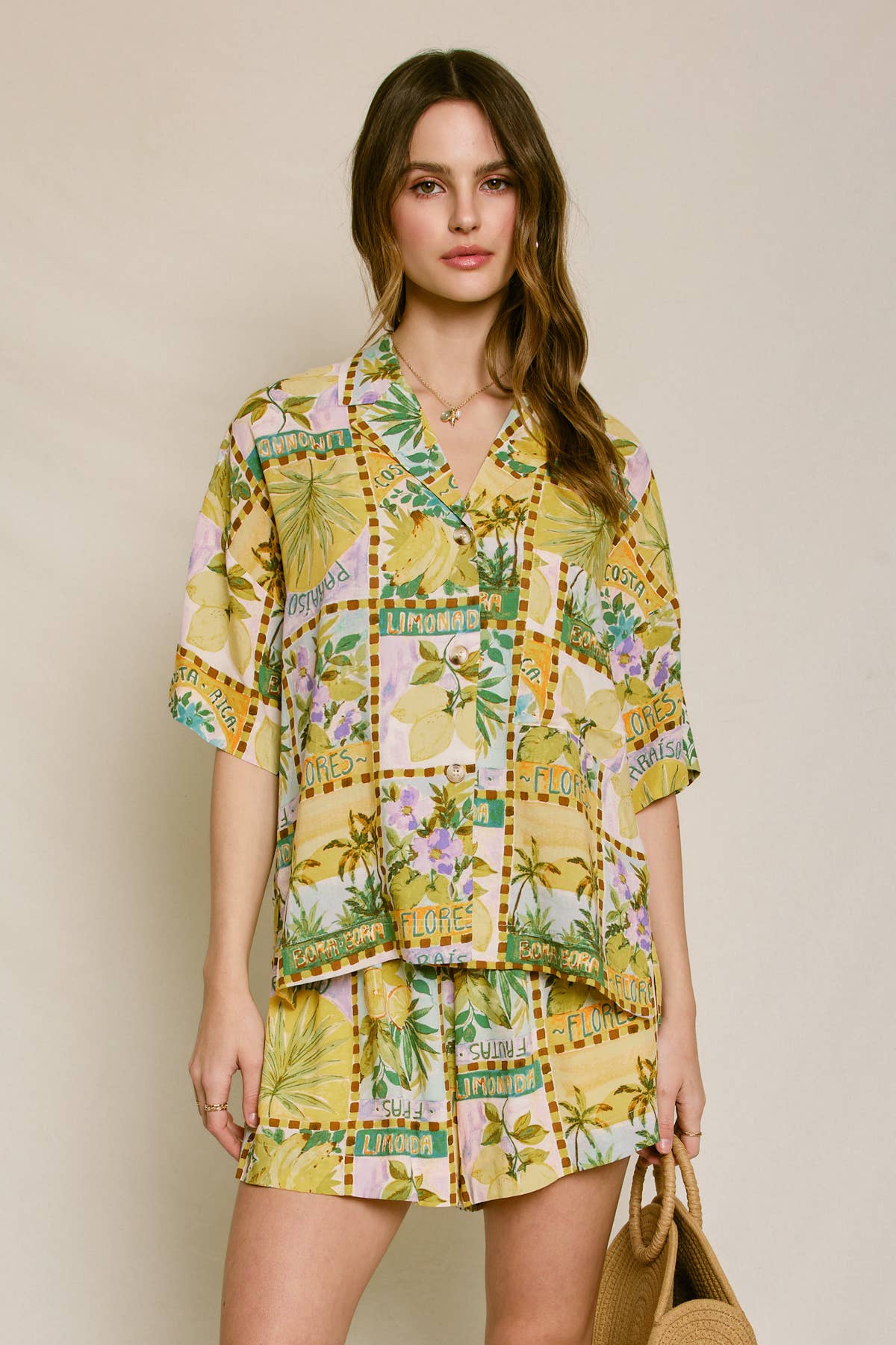 TROPISCHE ZON Isla Palma Ontspannen Shirt En Korte Broek Set (1) voor groothandel op Faire0