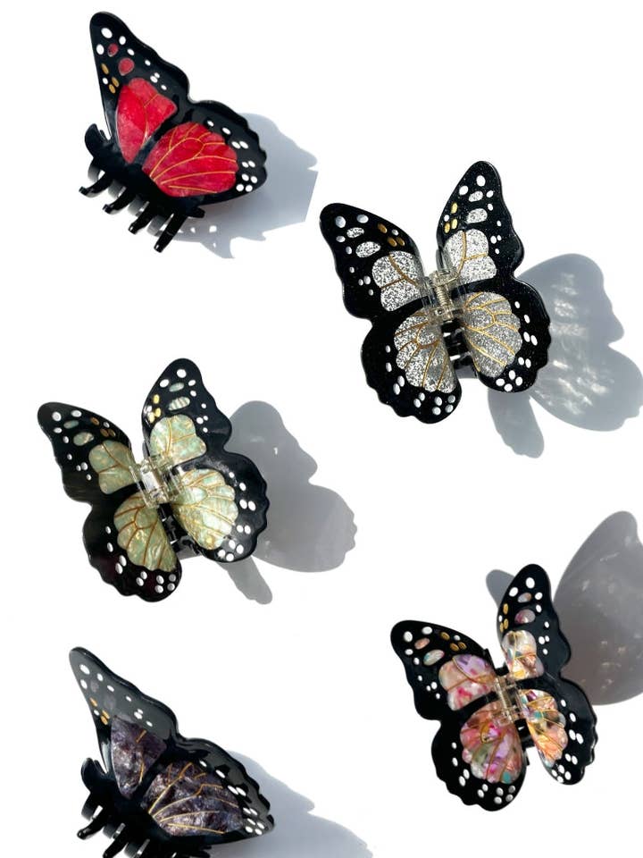 Hand-painted Limited Edition Monarch Butterfly Claw Hair Clip | Eco-Friendly for wholesale by Solar Eclipse
