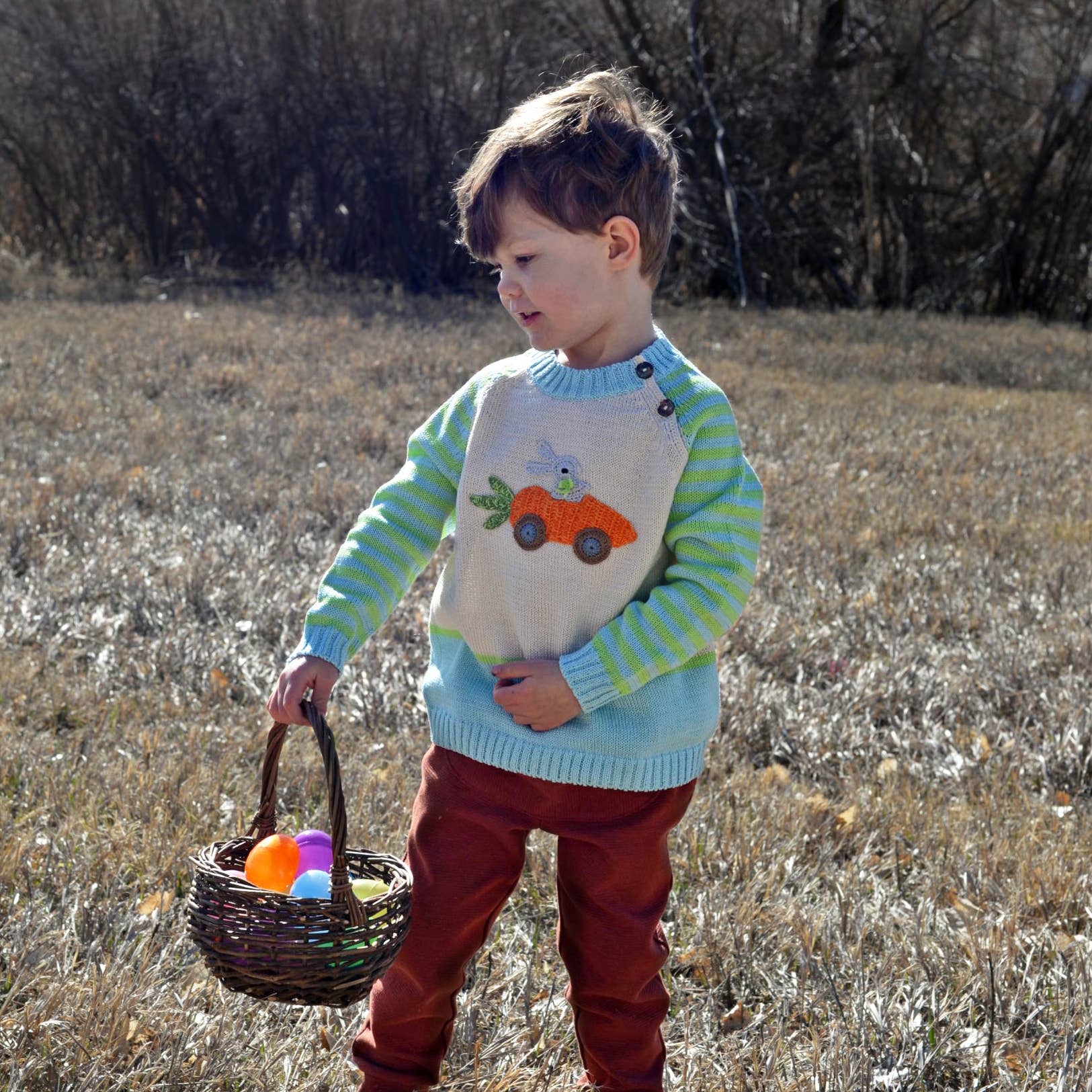 Melange Collection – wholesale Knitted jumper – Kids – Carrot Car Easter Sweater1