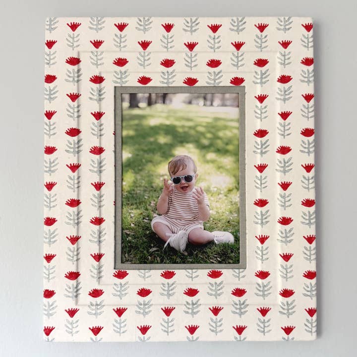 Block Printed Picture Frame in Claire Poppy for wholesale by Ceae Shop