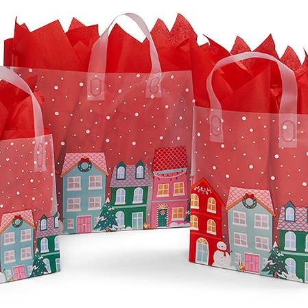 Nashville Wraps - Wholesale Gift Bag - Christmas Village Plastic Gift Bags
