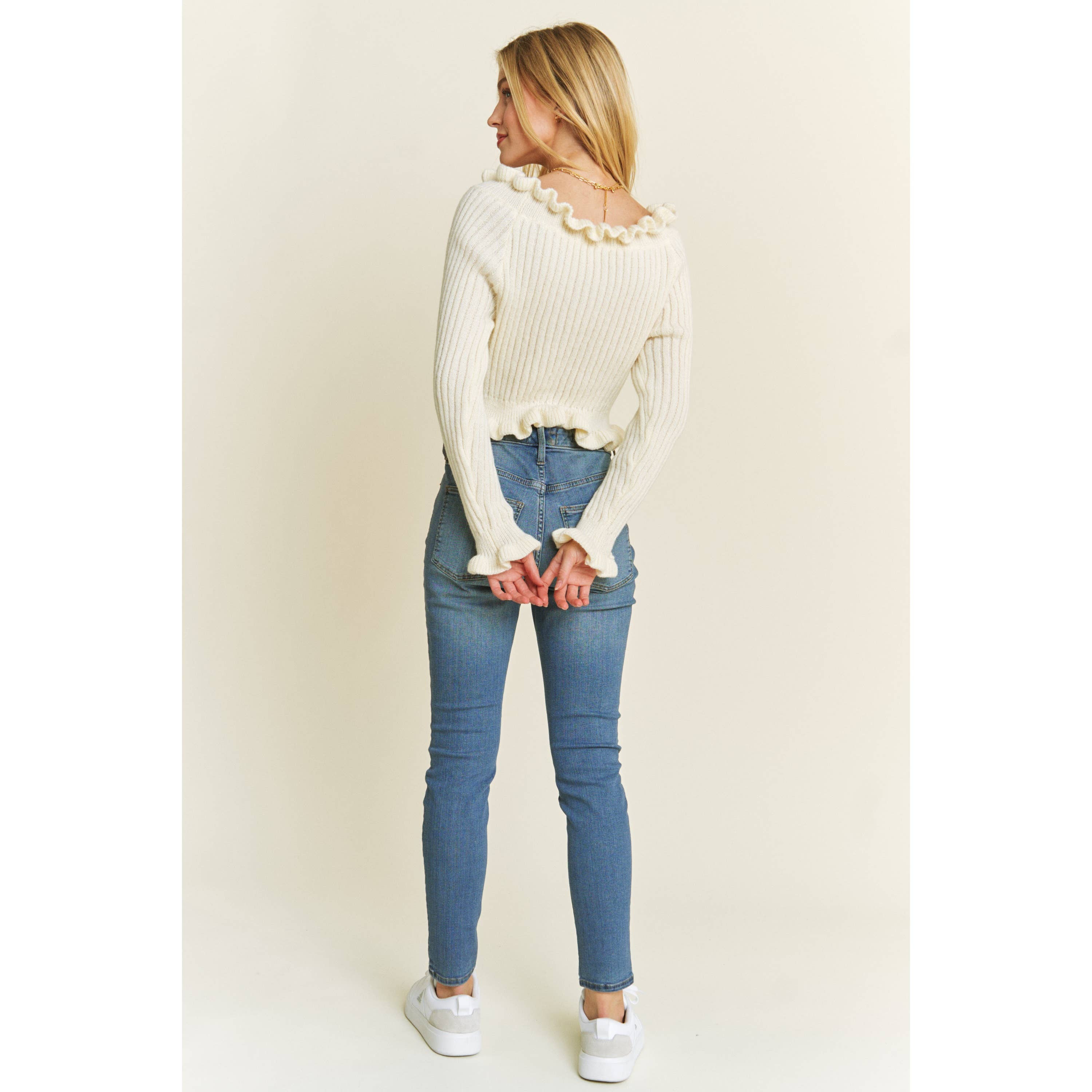 Sweet Generis – wholesale Pullovertröja - Dam – EVERDAY-TRÖJA MED VOLANGKANTER UTAN AXELBAND12