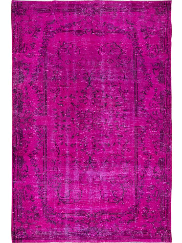 Moderner Teppich in Rosa, 5,7 x 9 Fuß, handgefertigt in der Türkei für den Großhandel von Rug Specialist LLC.