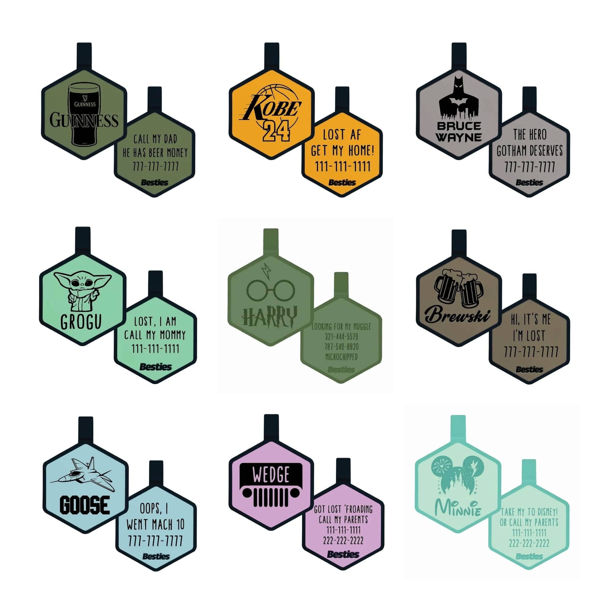 Besties Pets - Wholesale Pet Identification Tag - Cat/Dog - Mini Custom Design ID Tag13