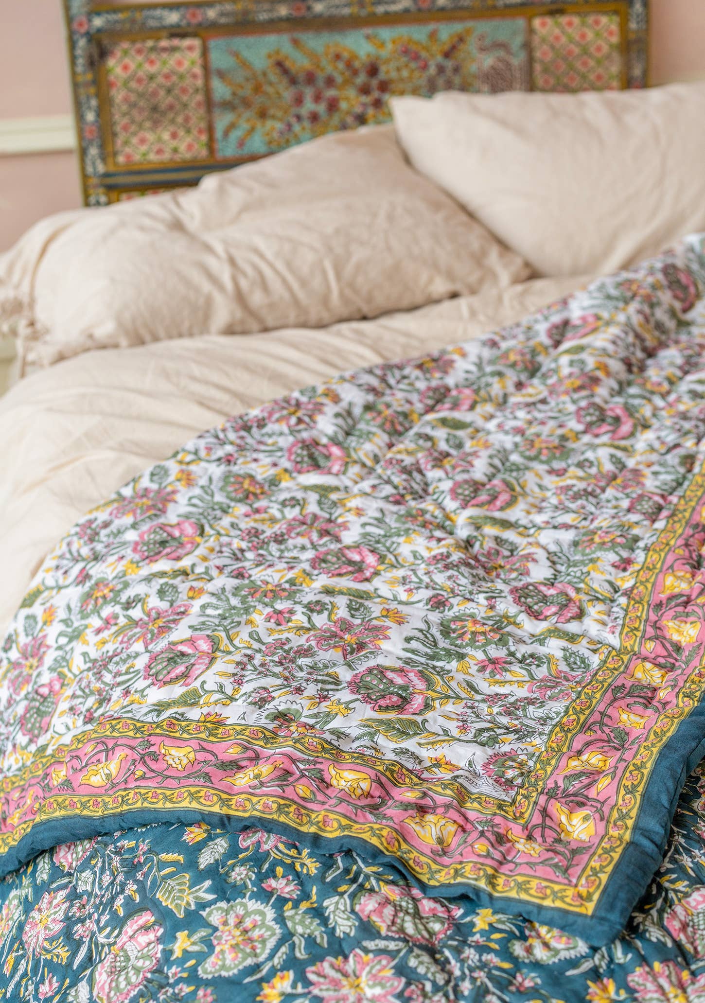 Namaste - Vente Courtepointe - Couette réversible Malli Blockprint3