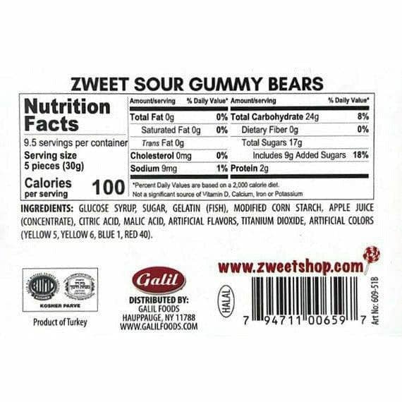 Galil Brands - Wholesale Gummy - Neon Gummy Sour Bears | Zweet | 10 oz