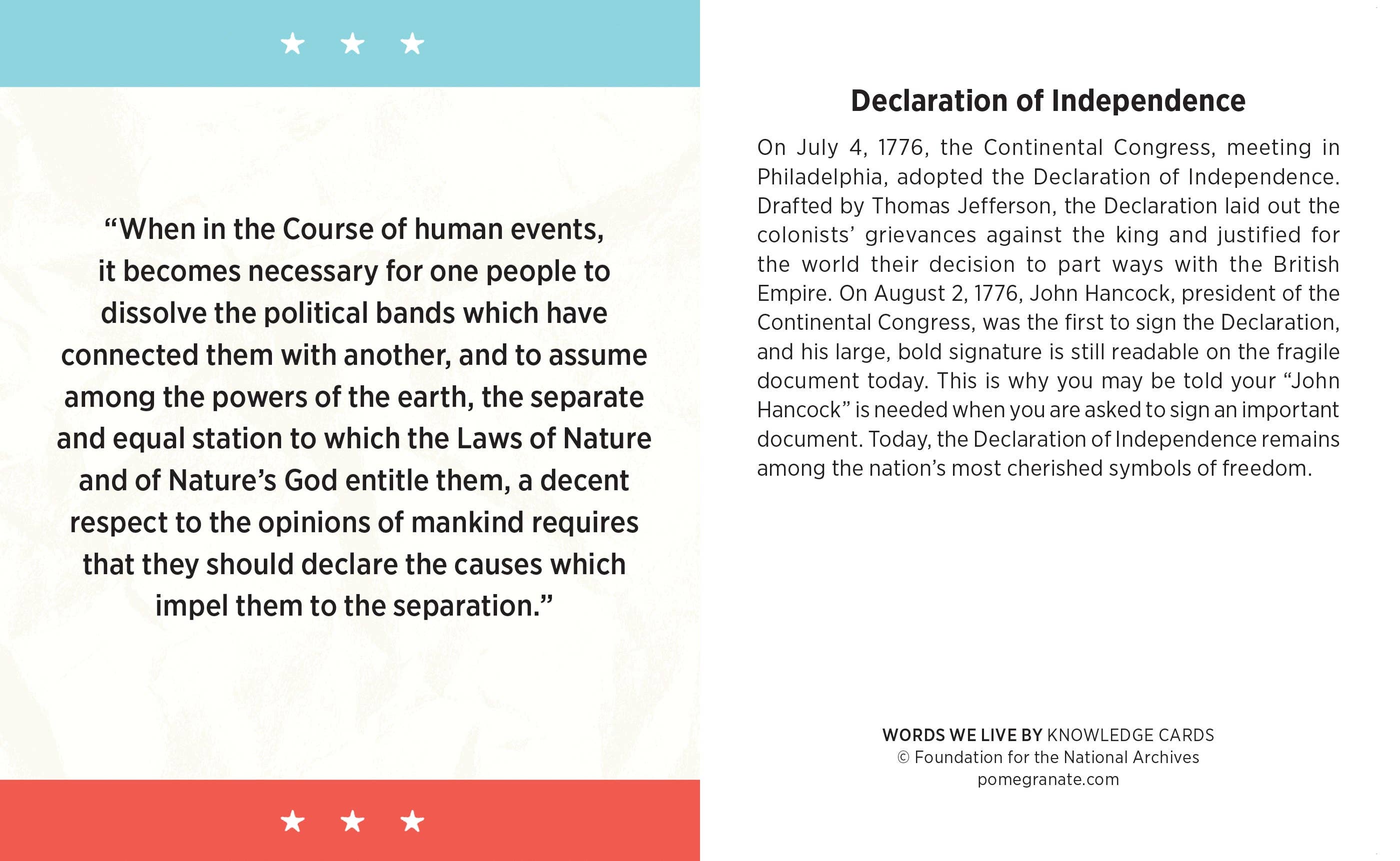 Pomegranate - Wholesale Card Game - Words We Live By: A Quiz Deck on American Historical Documents Knowledge Cards2