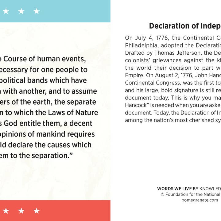 Pomegranate - Wholesale Card Game - Words We Live By: A Quiz Deck on American Historical Documents Knowledge Cards2