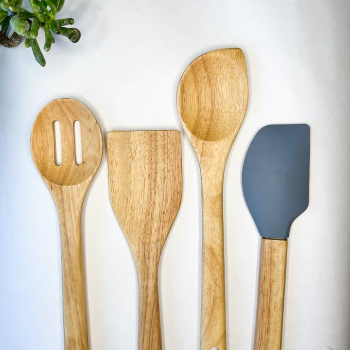 Smile Boutiques - Wholesale Kitchen Utensil Set - Earth-Friendly Wooden Utensil Set | Natural, Plastic Free