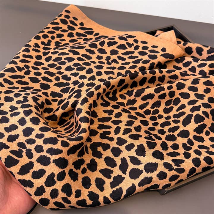 ACCITY - Wholesale Head Scarf - Women's - Vintage Leopard Herringbone Linen Headscarf_CWASC034267