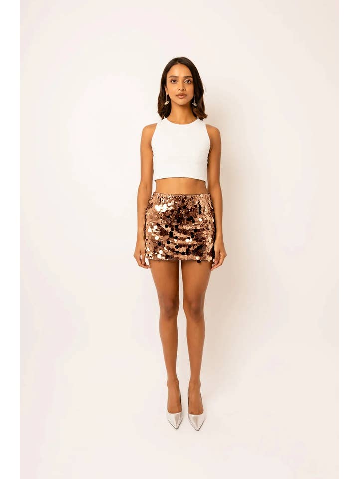 Oceane Bronze Disc Mini Skirt for wholesale on Faire1