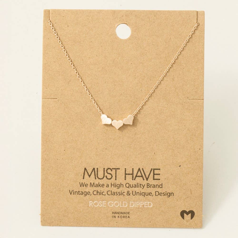 Fame Accessories - Wholesale Pendant/Charm Necklace - Three Dainty Hearts Necklace4