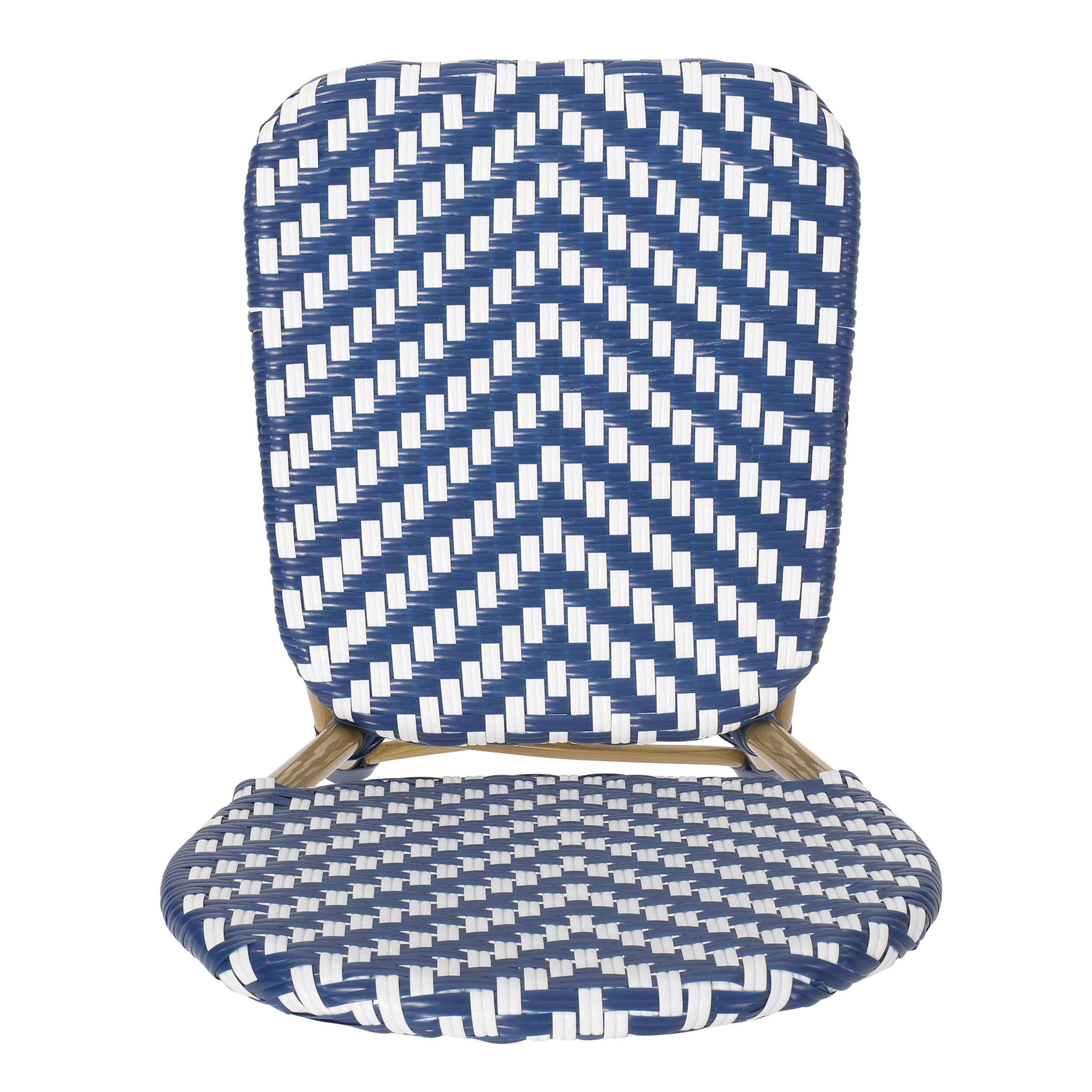 Navy Blue Aluminum 3-Piece French Bistro Set with Bamboo Finish for wholesale on Faire11