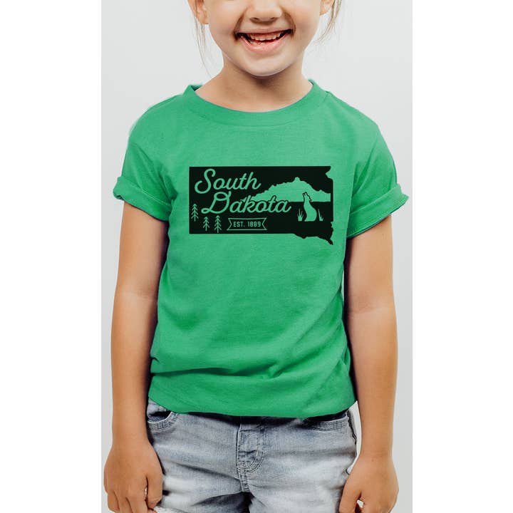 South Dakota State Outline Kids Graphic Tee for wholesale by Kids By Kissed Apparel