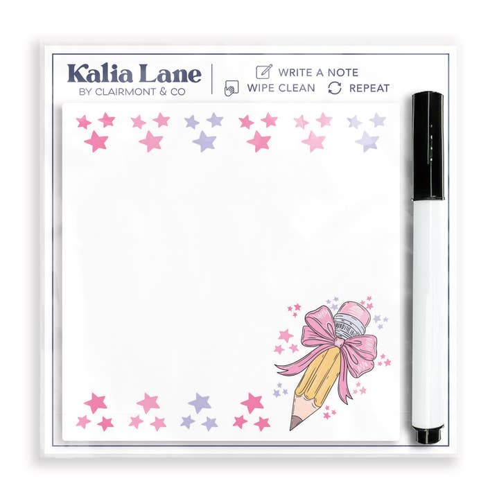 Clairmont & Co - Wholesale Notepad - Coquette Pencil Dry Erase Desk Tile for Teachers