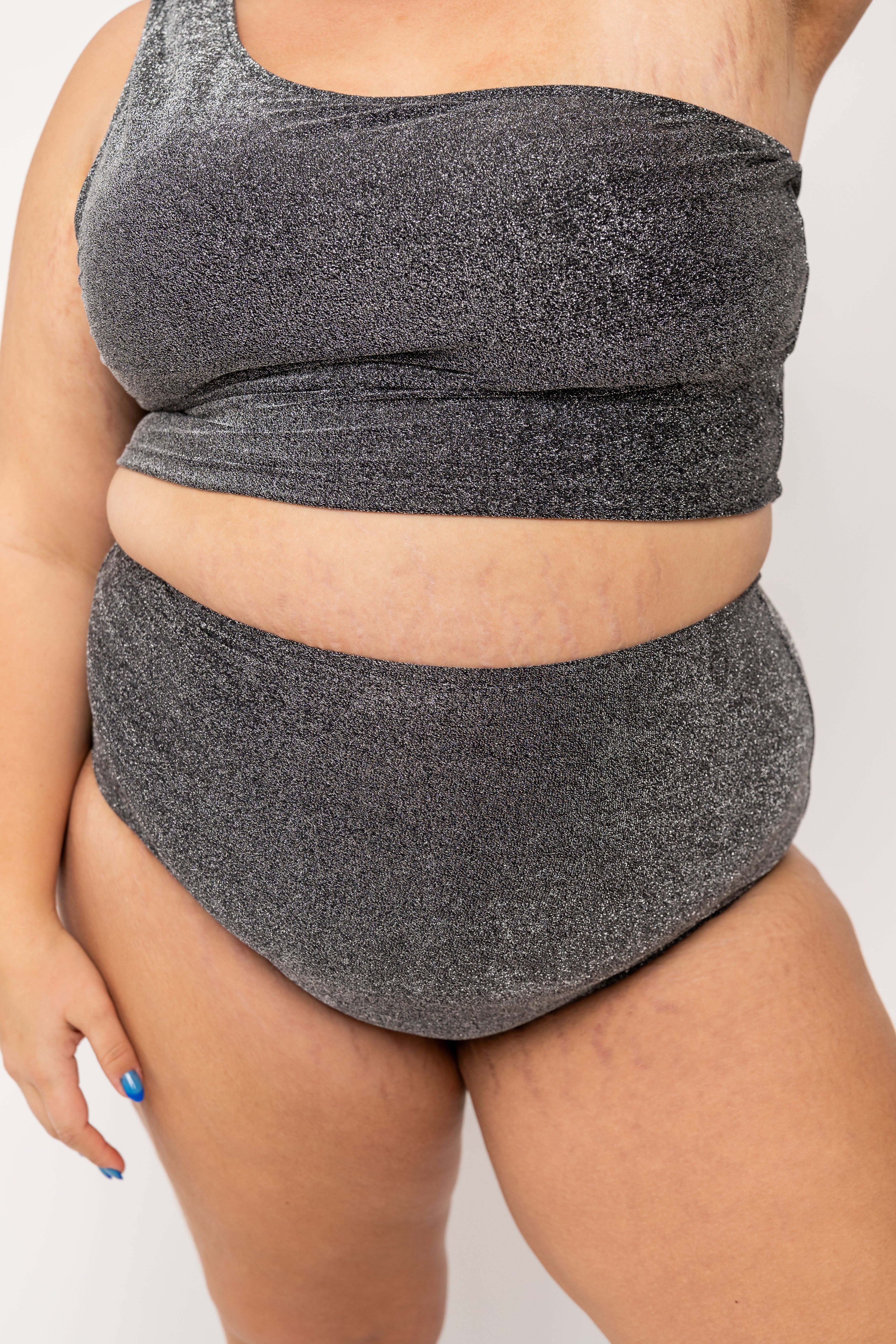 Coral Reef Swim - Wholesale Swim Bottoms - Women's -  Black Shimmer High Waisted Swim Bottom10