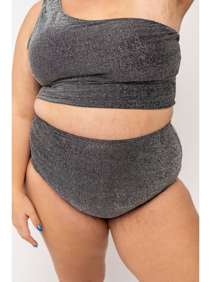 Coral Reef Swim - Wholesale Swim Bottoms - Women's - Black Shimmer High Waisted Swim Bottom10