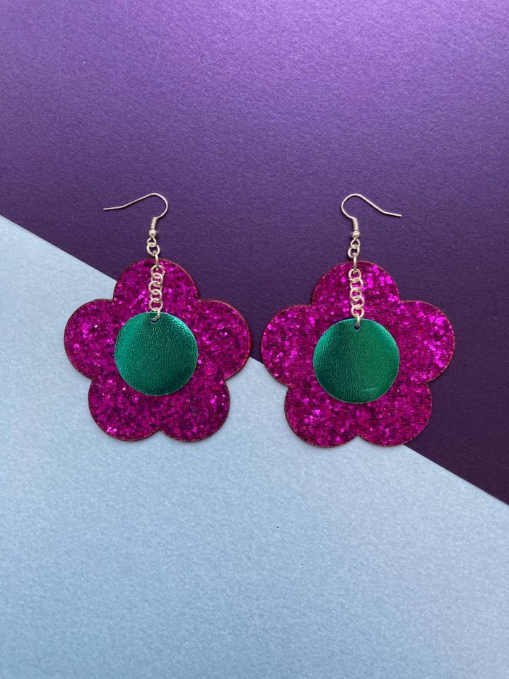 Disco Flower Statement Earrings for wholesale by Party Delinquent Service