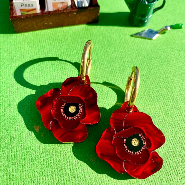 Not Picasso - Wholesale Hoop Earrings - Poppy Flowers