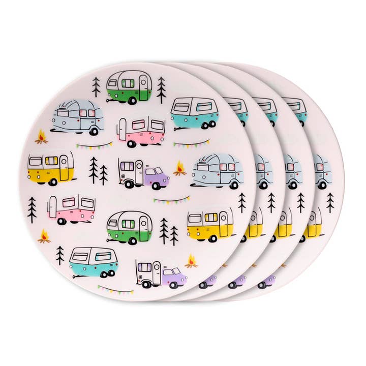 Puckator Ltd - Wholesale Dinner Plate - Wildwood Caravan Set of 4 Recycled RPET Picnic Plates
